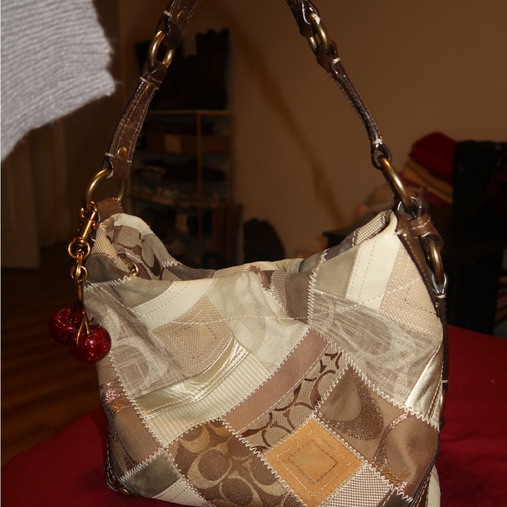 Coach Patchwork Shoulder Bag with Brown Handle